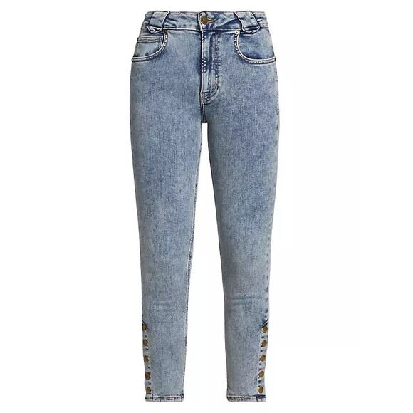 Frame The Snapped Cropped Denim Ankle Skinny Jeans Blue Acid Wash Size 25 - Picture 7 of 12